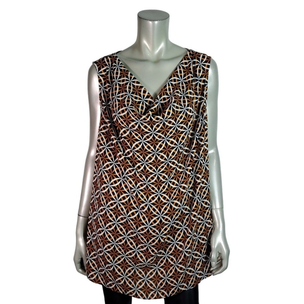 Worthington Top Plus Size 3X Draped Neck Lightweight Sleeveless Casual Black